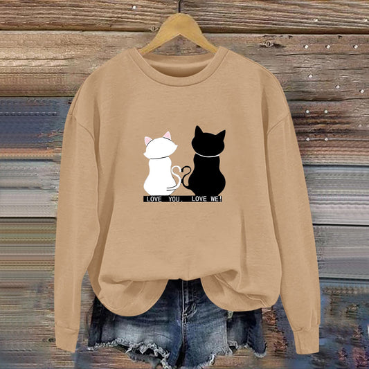 Damen Sweatshirt Katzenmotiv Humor schwarz - Eveloria