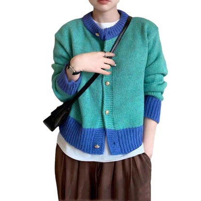 Damen Strickjacke Kunstvolles Muster Farbige Akzente Eveloria