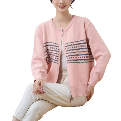 Damen Strickjacke Nordic Muster Reißverschluss Eveloria