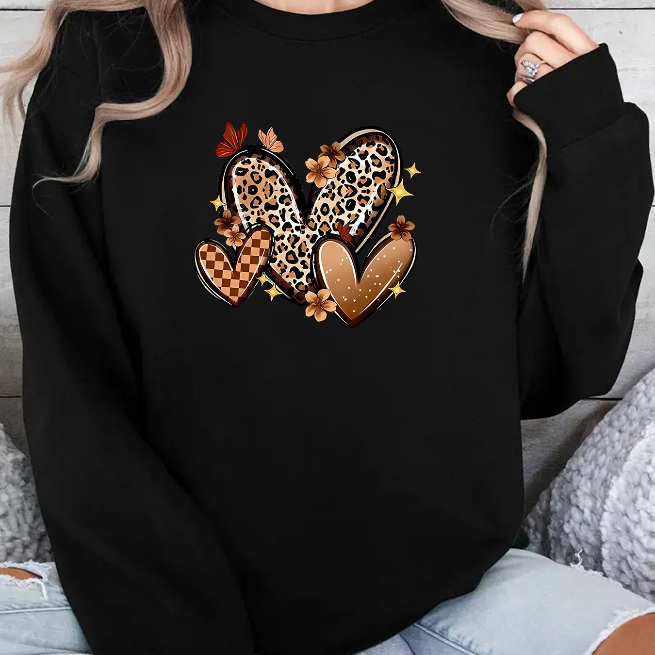Damen Sweatshirt Herzmotive Eveloria