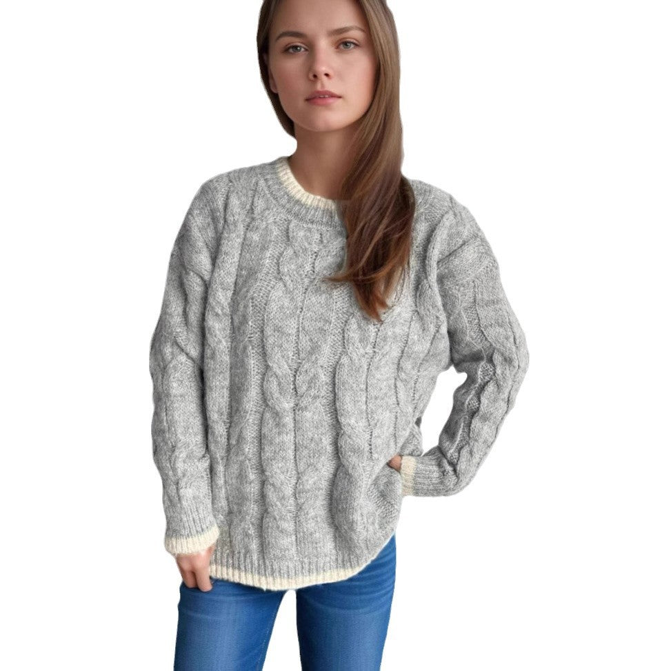 Damen Grobstrickpullover Lässig Struktur Look