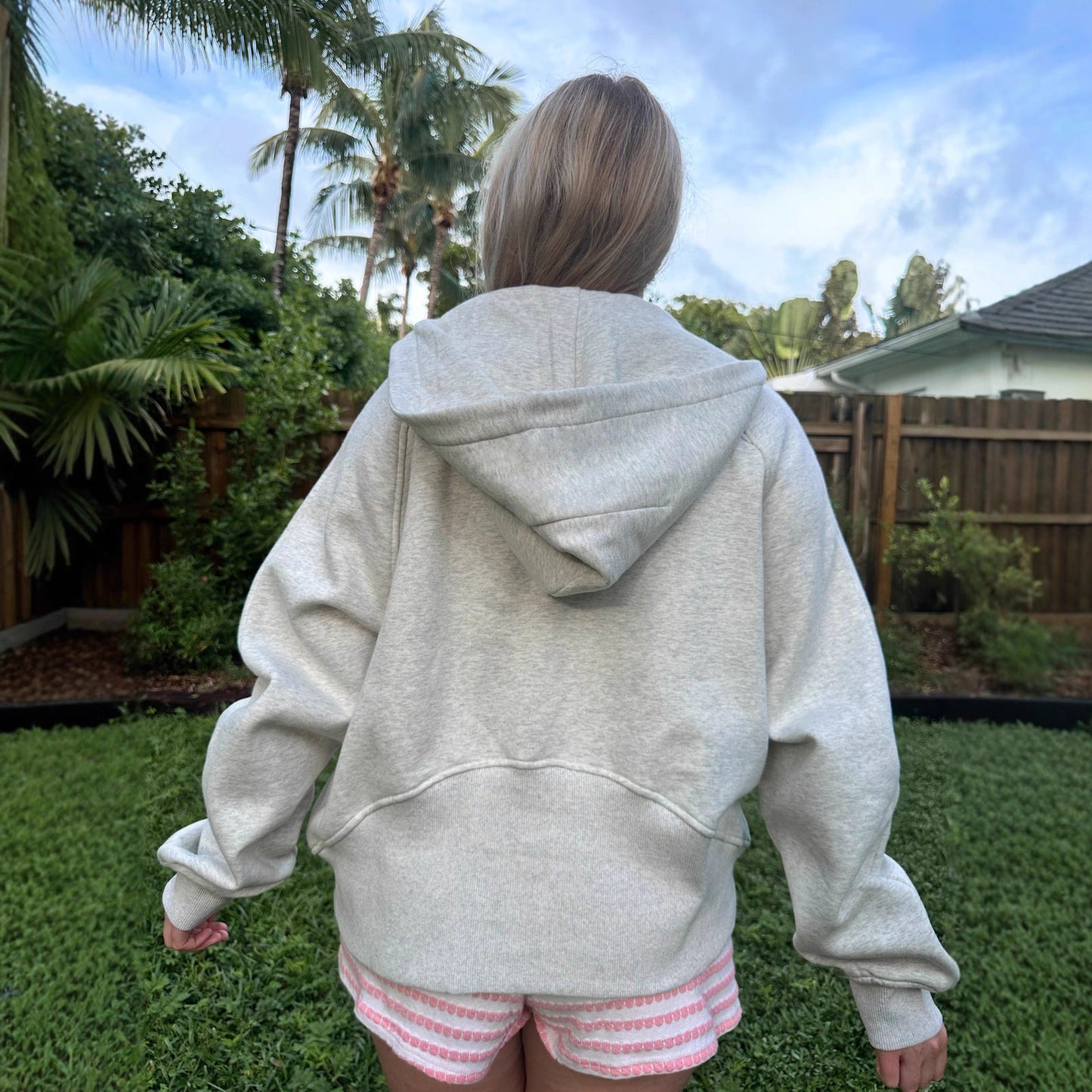 Damen Oversized Hoodie Kurzreißverschluss Kängurutasche