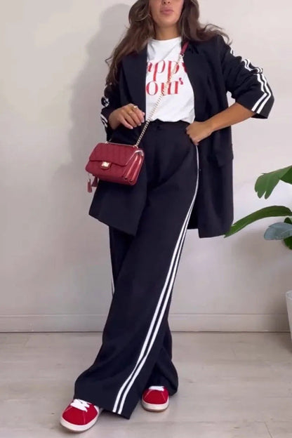 Damen Blazer-Set Sportlich Weit Eveloria