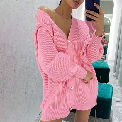 Damen Oversized Strickjacke Eveloria Großgemeinte Wolljacke