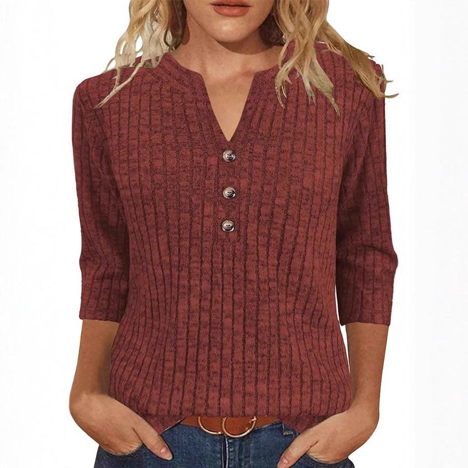 Damen Strickpullover Rippenmuster mit Knopfverschluss Anthrazit