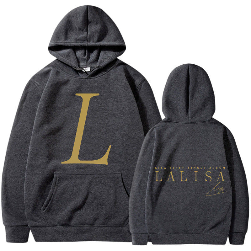 Damen Kapuzensweater mit Initialen-Print und Kängurutasche