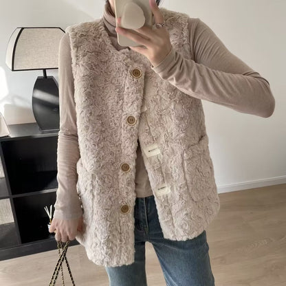 Damen Teddy-Weste Große Taschen Bequem Eveloria