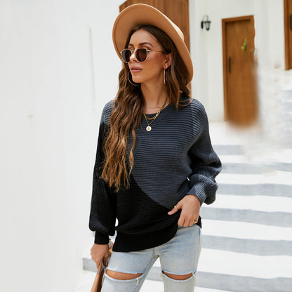 Damen Strickpullover Asymmetrisch Weit Eveloria