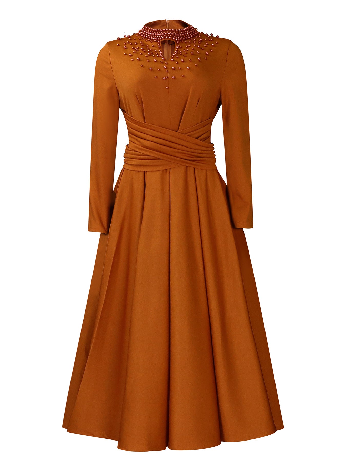 Damen Maxikleid mit Perlenverzierung Tailliert Eveloria