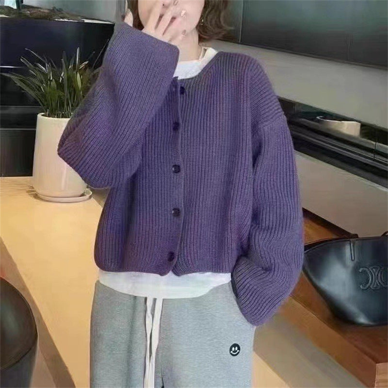 Damen Strickcardigan Lässig Weit Schnitt Dekorative Knöpfe Beige - Eveloria