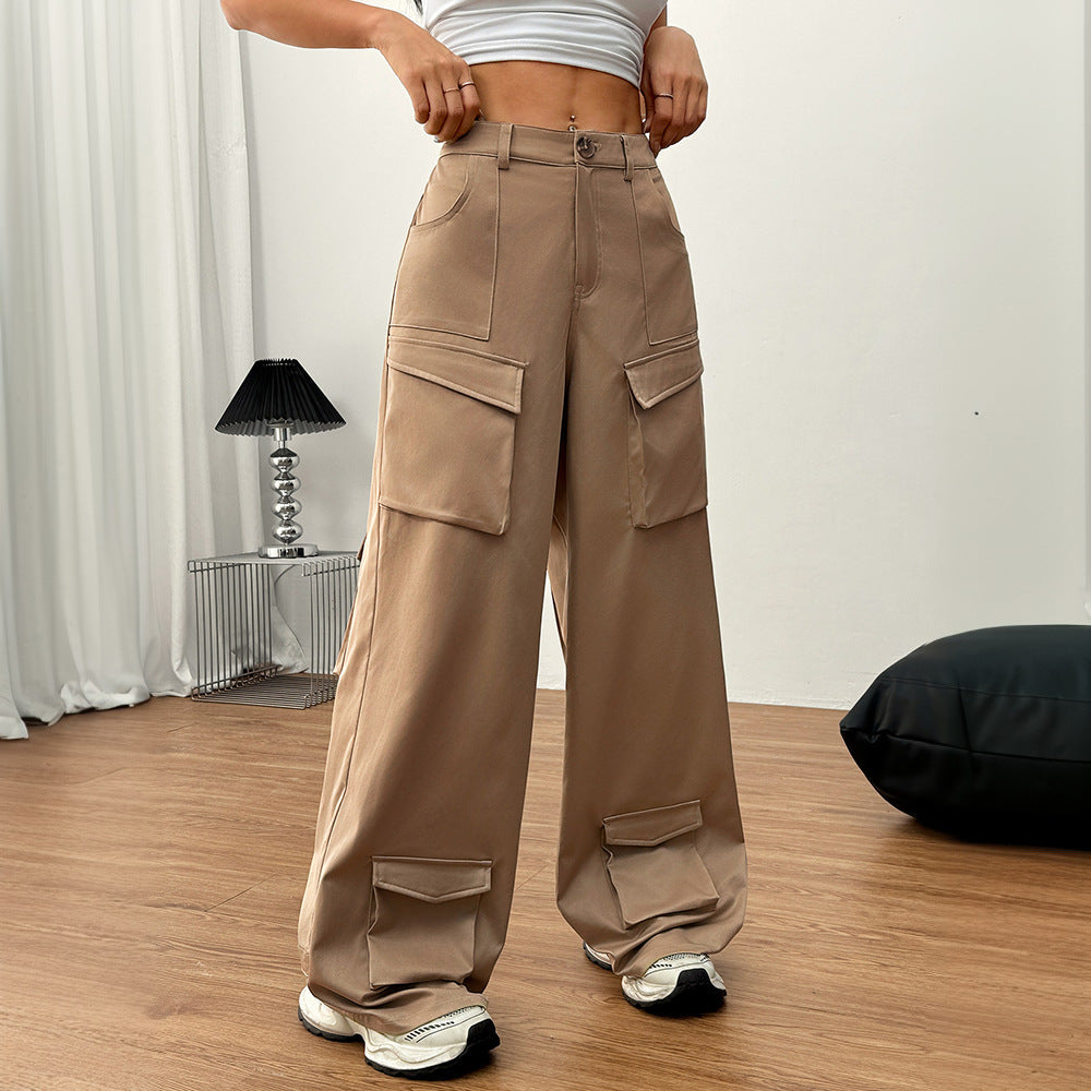 Damen Cargo-Hose Weite Passform Elastischer Bund