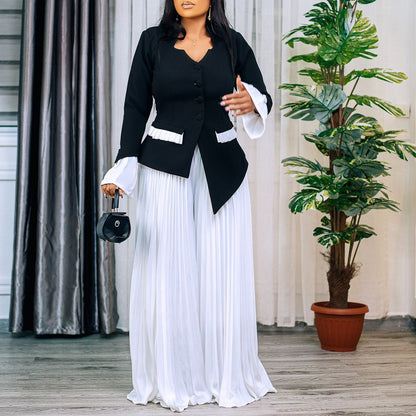 Damen Jumpsuit Tailliert Plissee Eveloria