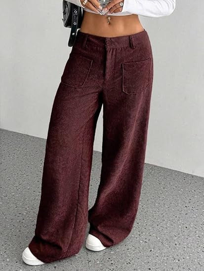 Damen Cordhose Weit Bequem Eveloria