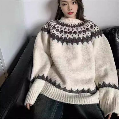 Damen Pullover Norwegermuster Eveloria Strick