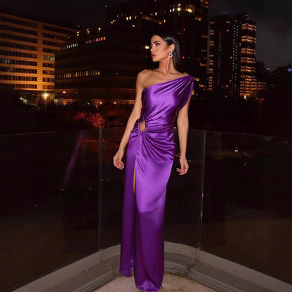 Damen Abendkleid mit Träger und Schlitz Saum Eveloria