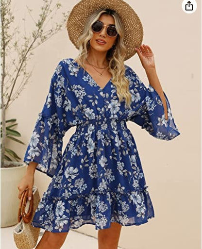 Damen Freizeitkleid Floralmuster Leicht