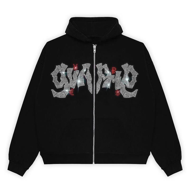 Damen Kapuzenjacke Glitzerdesign Reißverschluss Eveloria