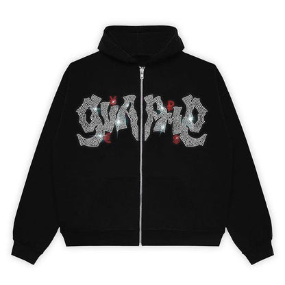 Damen Kapuzenjacke Glitzerdesign Reißverschluss Eveloria