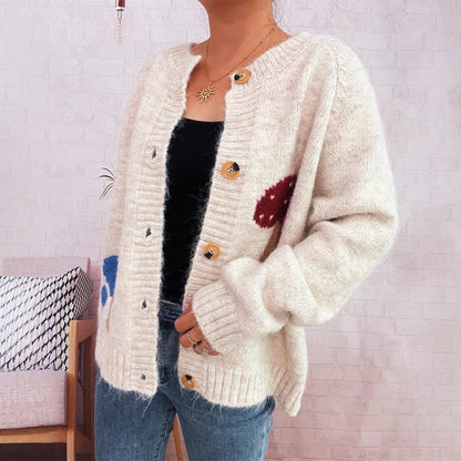 Damen Strickjacke Pilzmuster Eveloria