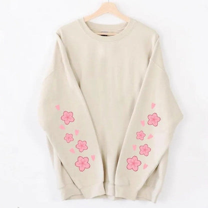 Damen Sweatshirt Florales Design Großzügige Ärmel Eveloria