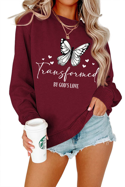 Damen Sweatshirt Schmetterlingsmotiv Baumwolle Weiß