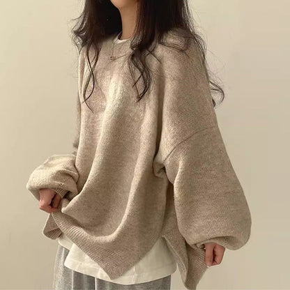 Damen Oversized Strickpullover Weite Ärmel Lässiger Schnitt