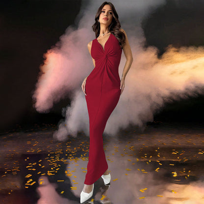 Damen Maxikleid Wickel-Design U-Boot-Ausschnitt Eveloria