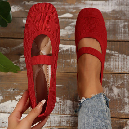 Damen Ballerinas Atmungsaktives Gummi-Obermaterial Verstellbarer