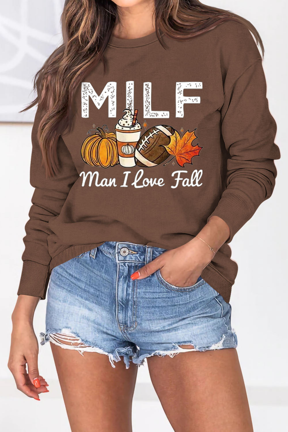 Damen Sweatshirt Herbstlich Essenzen Motiv Weiss