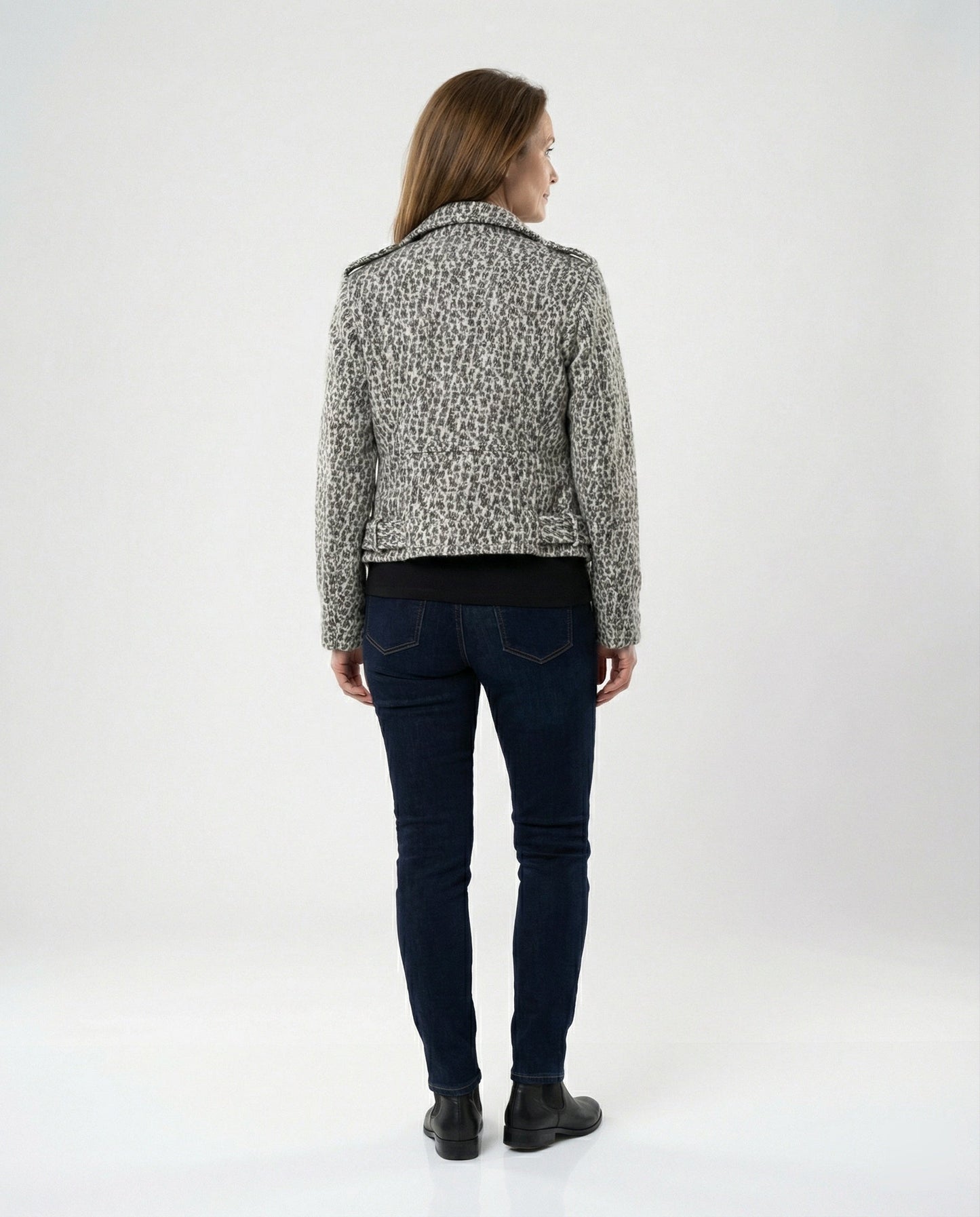 Damen Bikerjacke Tiermuster Tailliert