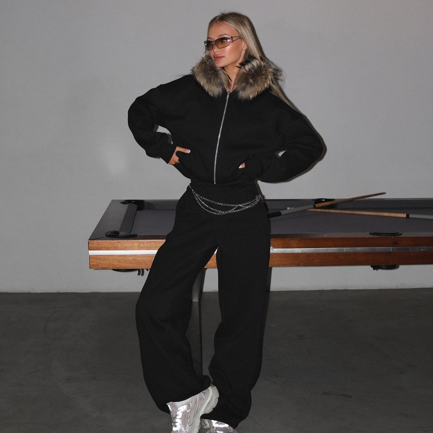 Damen Oversize-Jacke Lässig Reißverschluss Praktische Taschen