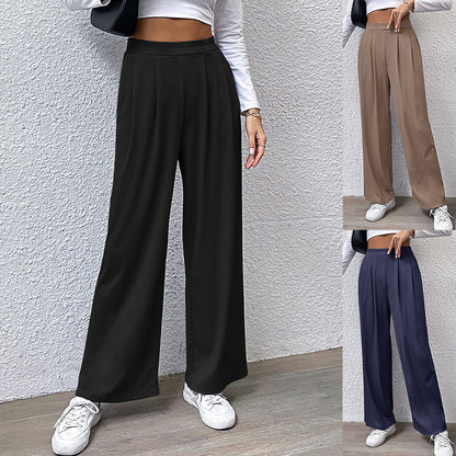 Damen Palazzo-Hose Hochtaillier Falten Schwarz - Eveloria