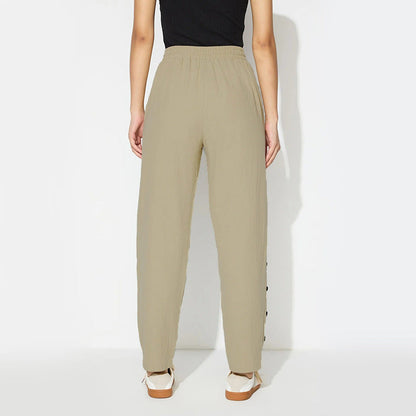 Damen Joggpants Dekorative Knöpfe Eveloria