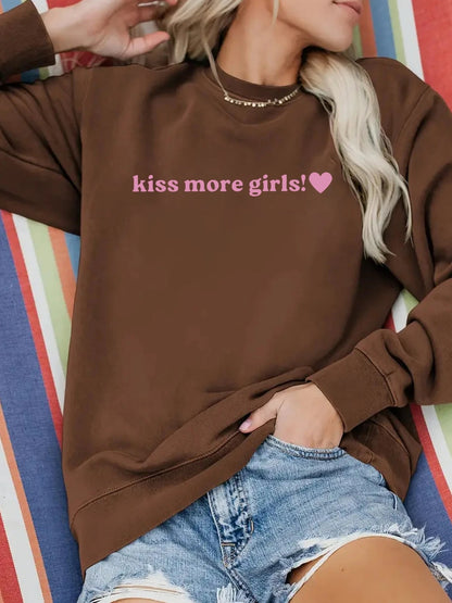 Damen Sweatshirt Lässig Mit Schriftzug Grau
