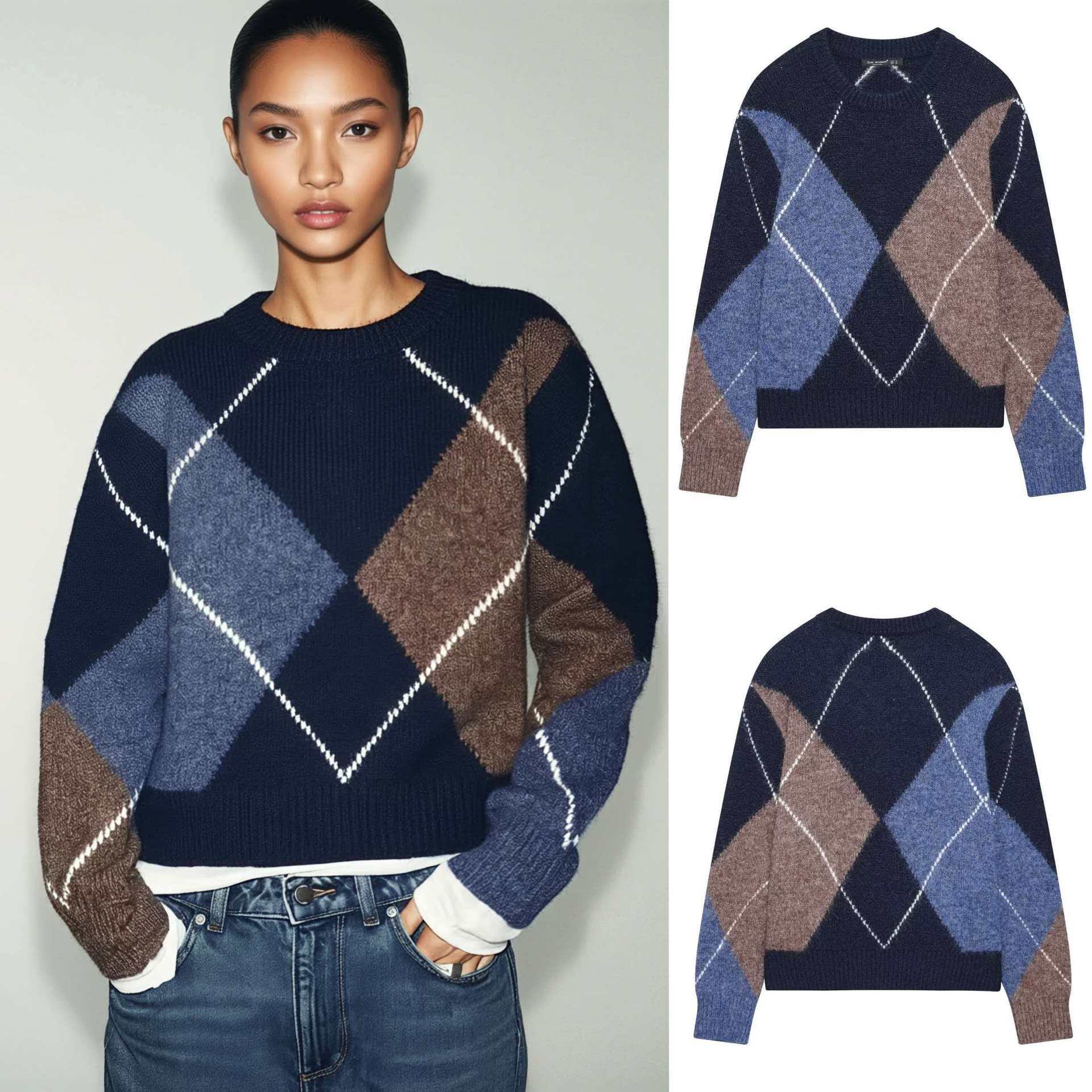 Damen Grobstrickpullover Rautenmuster Eveloria - Eveloria