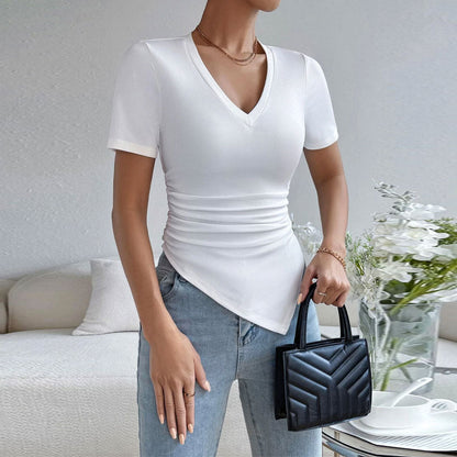 Damen Body V-Ausschnitt Raffung Eveloria