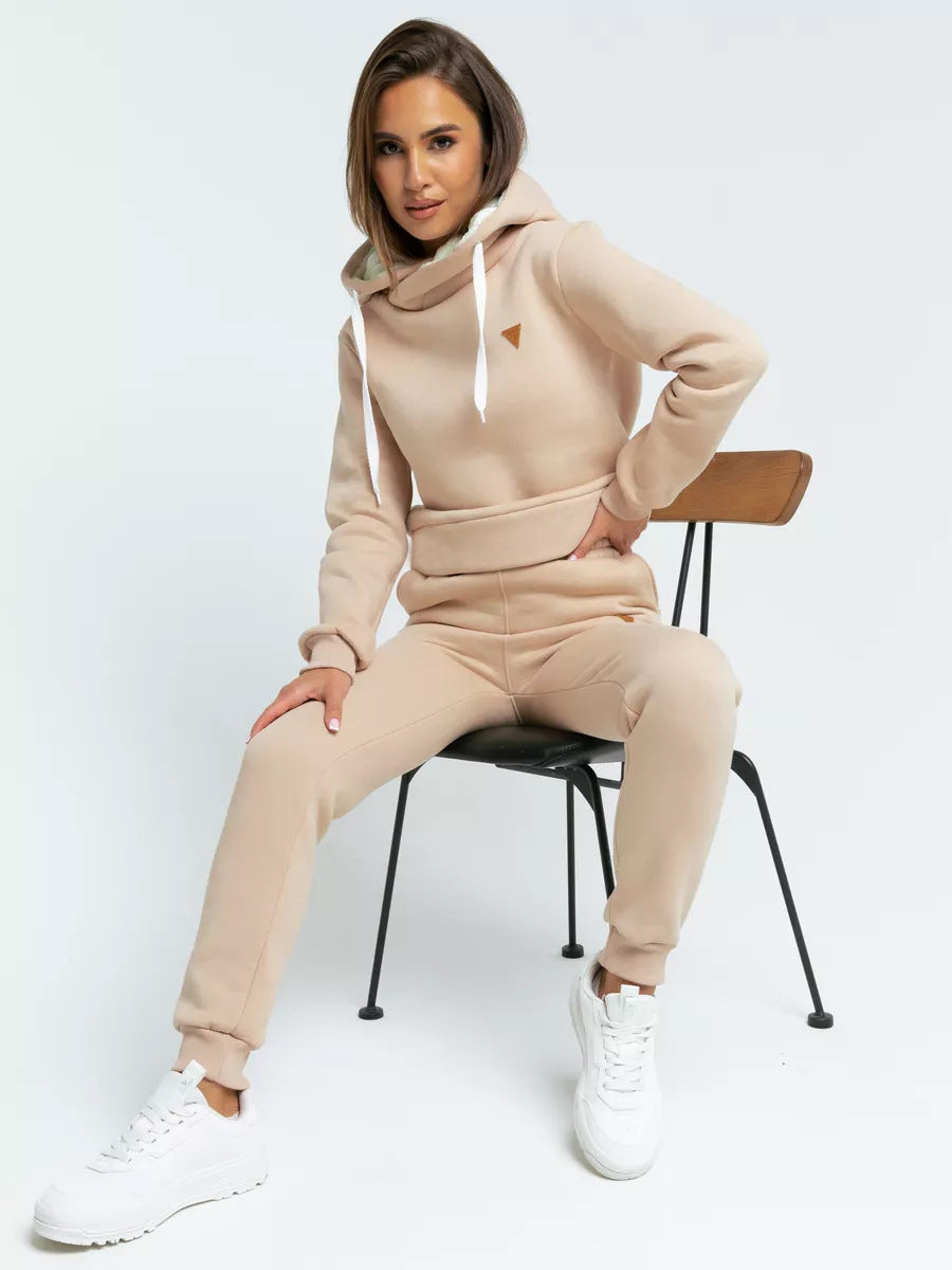 Damen Sport-Outfit Hoodie und Jogginghose Set Hochkragen