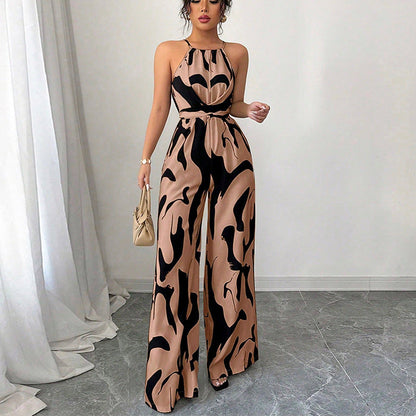 Damen Jumpsuit mit Muster Weites Bein Eveloria