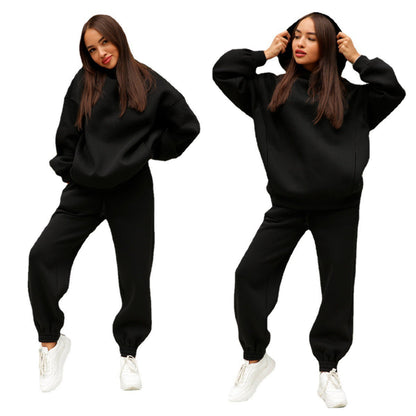 Damen Kapuzenpullover Jogginghose Set Baumwolle Bequem Eveloria