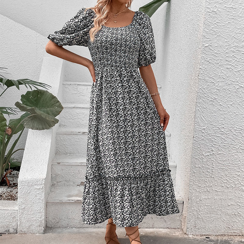 Damen Maxikleid mit Rückenausschnitt und Volumenärmeln Eveloria