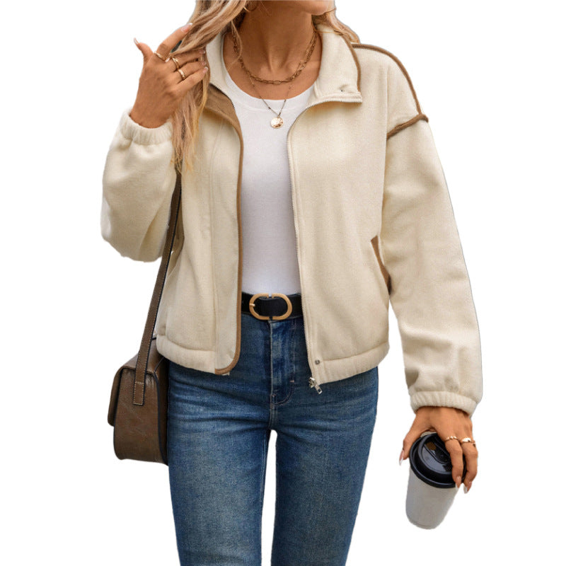 Damen Fleecejacke Hochkragen Praktische Taschen Eveloria
