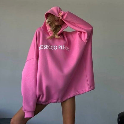 Damen Oversized Hoodie Lässig mit Kordelzug und Rippbündchen