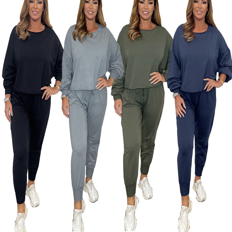 Damen Lounge-Set Elastisch Weit Schnitt Grau - Eveloria