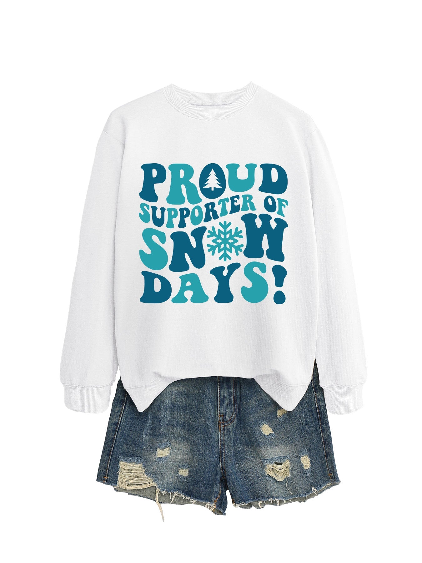 Damen Sweatshirt Kreativer Aufdruck Lässiger Schnitt Grau Eveloria