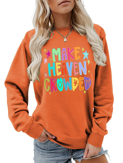 Damen Sweatshirt Bunt Motiv Verspielter Schriftzug