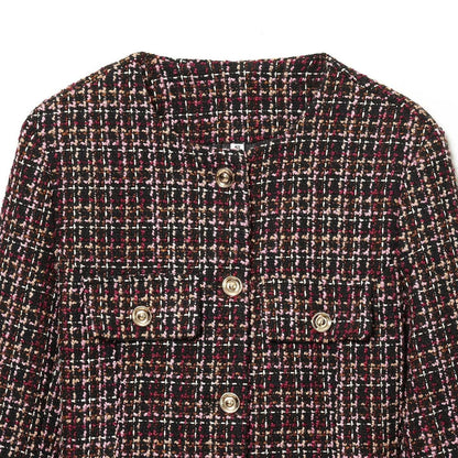 Damen Tweedjacke mit Knöpfen und abnehmbarem Gürtel