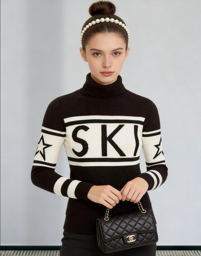 Damen Sportpullover Hochkragen Ski-Design Eveloria