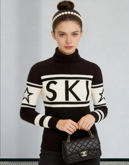 Damen Sportpullover Hochkragen Ski-Design Eveloria