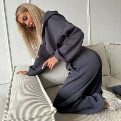 Damen Sportset Kapuze Weite Hose Eveloria
