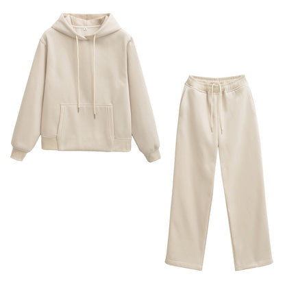Damen Hoodie Set mit Jogginghosen aus Softstoff Beige
